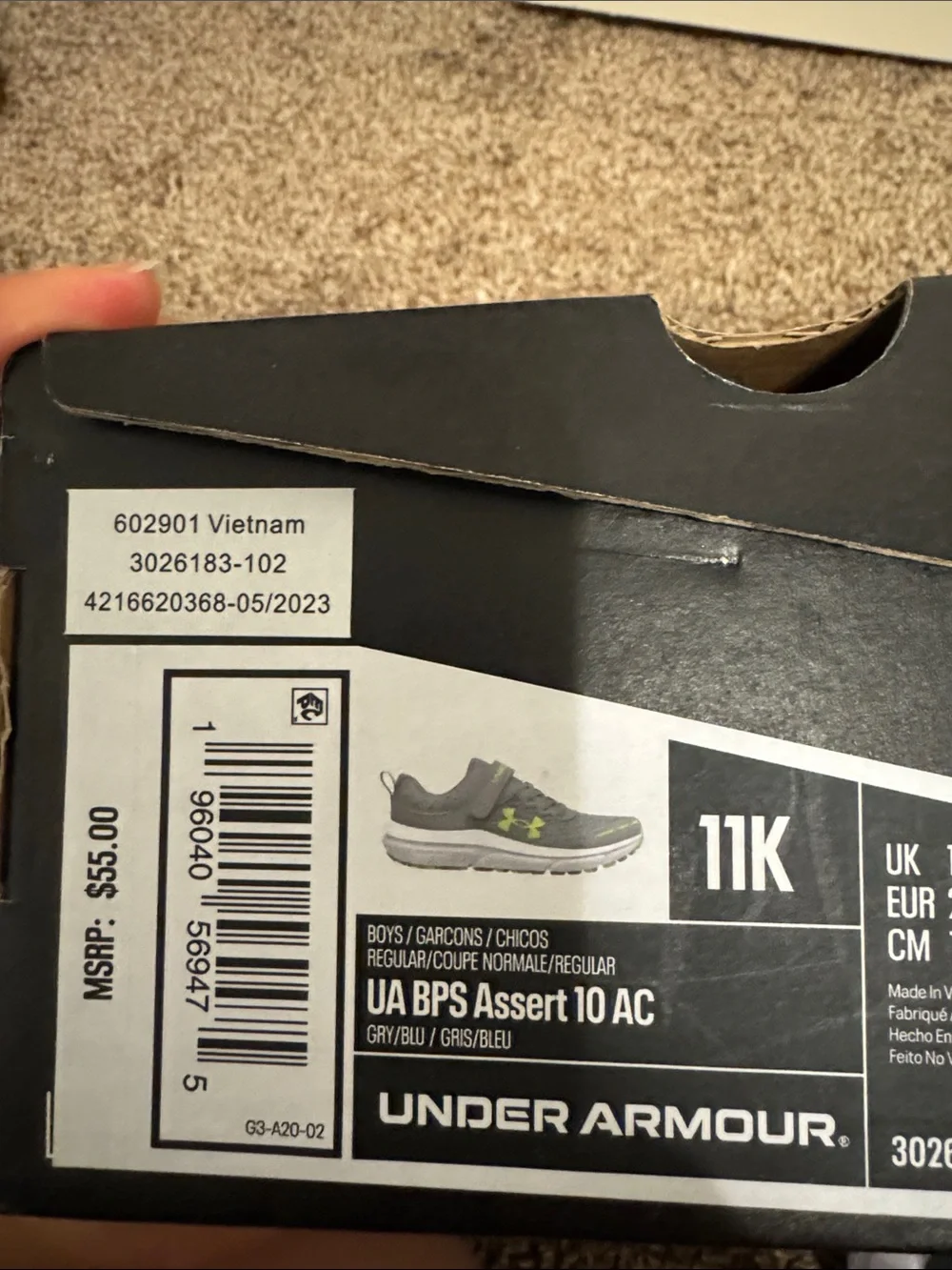 Under Armour Kids Gray Sneakers with Neon Yellow Accents